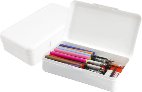Vista 13 de Caja de lápices, estuche de plástico transparente, 1 paquete de estuche rígido de gran capacidad, caja de lápices transparente con tapa hermética