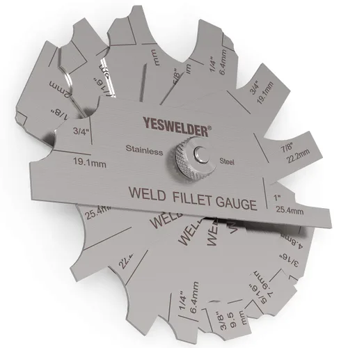 Vista 6 de YESWELDER MG-11 Metal Weld Fillet Gages Set (7PCS) 1/8 ''-1 '' Prueba de inspección de soldadura Ulnar MM y pulgadas