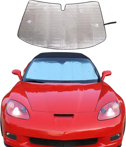 Parasol para parabrisas compatible con Chevrolet Corvette C6 2005-2013, parasol plegable para ventana delantera, visera de protección solar
