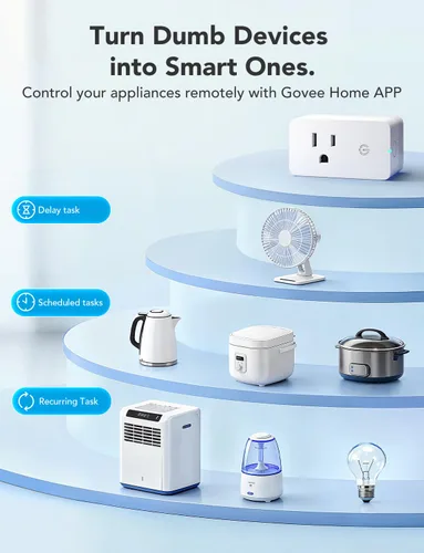 Vista 3 de Govee Enchufe inteligente con monitoreo de energía, WiFi Bluetooth Plug funciona con Alexa y Google Assistant, 15 A enchufes inteligentes
