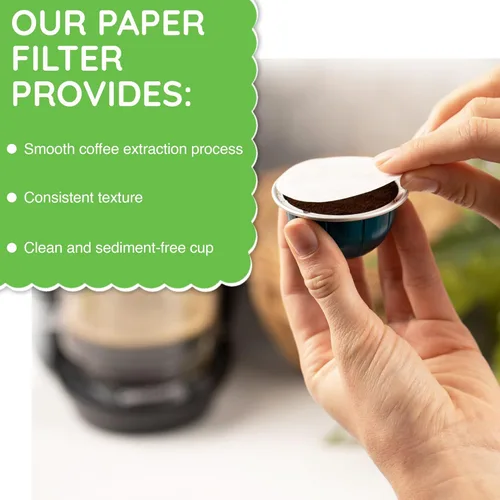 Vista 3 de My-Cap Filtros de papel para cápsulas de café para usar con tapas, cápsulas reutilizables para cafeteras de línea Vertuo, filtros de papel de café