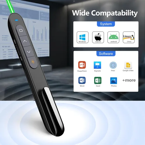 Vista 4 de Norwii N76 Recargable Presentación Clicker, Control Remoto de Presentación de Largo Alcance, Presentador Inalámbrico, Puntero para Presentaciones