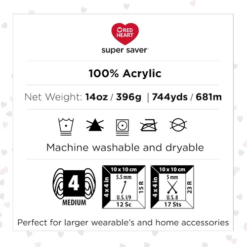 Vista 3 de Red Heart Super Saver - Ovillo de lana jumbo, color blanco suave, 2 unidades (paquete de 1)
