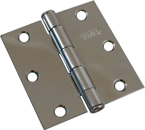 Vista 3 de Richelieu 820ABB Onward - Bisagra de tope de embutir completa de 3 pulgadas (2.992 in) para puerta interior, esquina cuadrada, acabado de latón