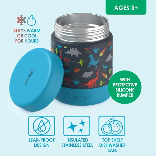 Vista 3 de Bentgo - Tarro de alimentos de acero inoxidable para niños - 11 onzas, contenedor de alimentos a prueba de fugas con doble aislamiento