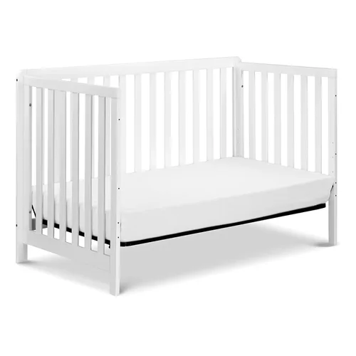 Vista 8 de Colby 4-en-1 Cuna Convertible de perfil bajo con completo colchón de bebé con hipoalergénica cubierta resistente al agua, Cuna, Blanco