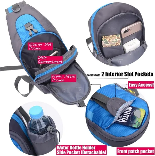 Vista 3 de Peicees - Mochila tipo bandolera para viaje, bicicleta o gimnasio para hombre o mujer