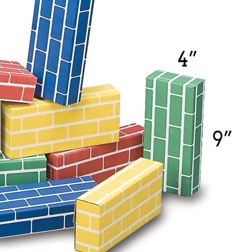 Vista 3 de Lillian Vernon Ladrillos de construcción primarios, bloques de cartón para niños, cada uno de 9 x 4 x 2 pulgadas (juego de 24)