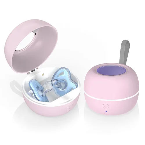 Desinfectante portátil mejorado para chupete, caja desinfectante con luz UV, 99.99% de limpieza en 3 minutos, 90 ciclos de desinfección, recargable