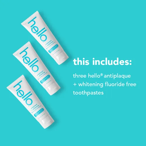 Vista 4 de Hello Pasta de dientes antiplaca, sin flúor para blanquear los dientes con sabor natural a menta y carbón activado, desodorante fresco y limpio
