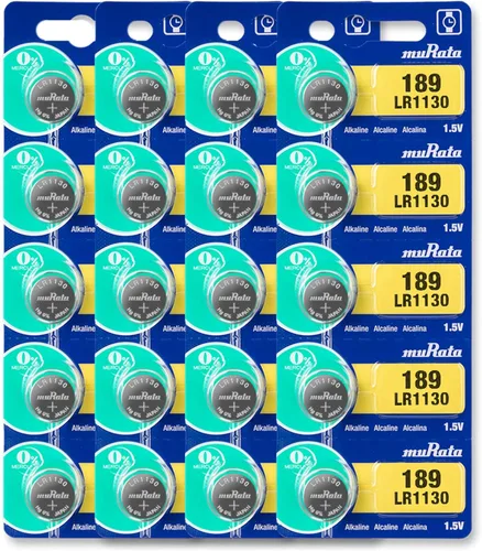 Murata Batería LR1130 AG10 389A 1.55V Pila de Botón Alcalina (20 Baterías)