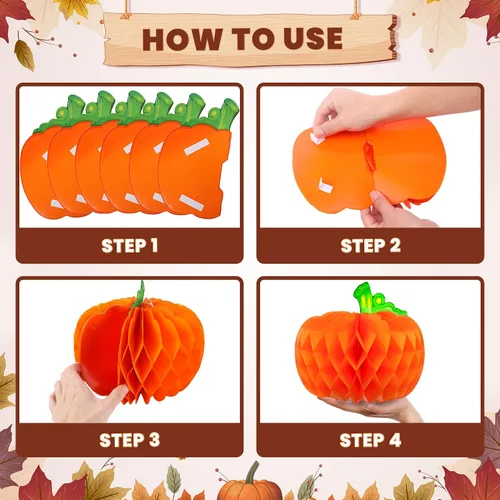 Vista 3 de KatchOn Centros de mesa de calabaza de 10 pulgadas, paquete de 6 2-Naranja