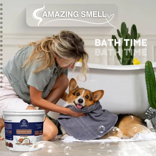 Vista 7 de Madra Mor Coconut Mud Dog Wash Spa Essentials Cuidado de perros Tratamiento de piel seca Cubo de 7.5 libras con llavero multiusos Worldwide