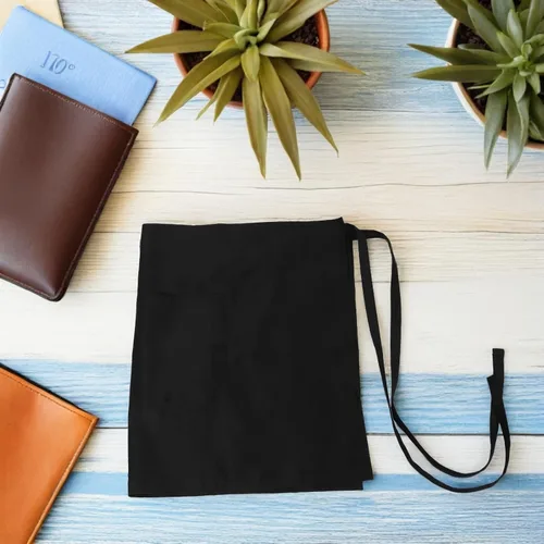 Vista 7 de SHOWERORO 2pcs Waterproof Half Aprons with 3 Pockets Black Server Aprons for Men and Women Kitchen Cooking and Dishwashing Work Utility for