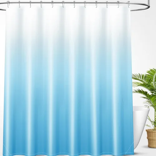 Vista 25 de OLANLY Juego de cortinas de ducha de lujo beige y blanco degradado con 12 ganchos, cortinas de ducha decorativas impermeables y lavables para baño