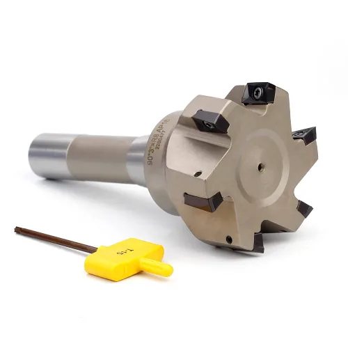 OSCARBIDE Molino de extremo indexable, niquelado, vástago R8, diámetro de corte de 3 pulgadas, longitud de 6-1/4 pulgadas, 90°, 6 flautas, 6 piezas