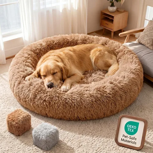 Vista 12 de Camas ortopédicas de espuma viscoelástica para perros de gran tamaño, 36 Camello