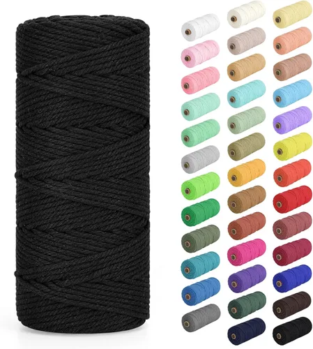 Vista 83 de Cuerda de macramé de 0.079 in x 220 yardas (656 pies), cuerda de algodón natural para colgar en la pared, ganchos de plantas, manualidades, Verde