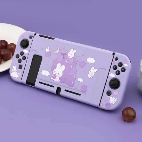 Vista 7 de GeekShare Funda protectora para Switch funda delgada de TPU suave compatible con consola Nintendo Switch y Joy-Con conejo uva