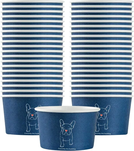 Vista 39 de Coppetta - Vasos de postre de 3 onzas, 50 tazas desechables para helado, tapas se venden por separado, cuencos de yogur congelado de papel rojo