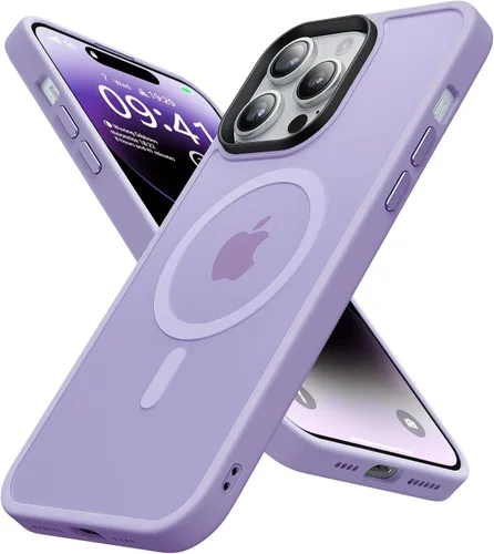 Vista 8 de Funda para iPhone 14 Pro Max, protección contra caídas de grado militar, compatible con MagSafe, fuerte magnético a prueba de golpes, translúcido