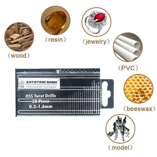 Vista 3 de Juego de taladros de mano de tornillo de cobre de precisión con 20 brocas de micro torsión, herramienta manual para manualidades, madera, PCB