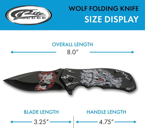 Vista 3 de SZCO Supplies Cuchillo plegable de 8 pulgadas con cierre de revestimiento con clip de bolsillo, blanco/negro (300548-WH)