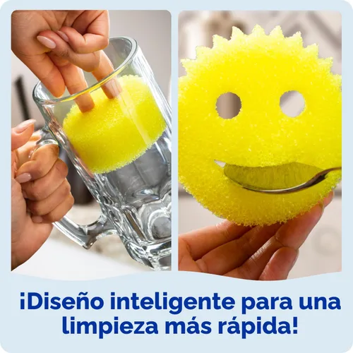 Vista 4 de Scrub Daddy 6 esponjas de cocina y 1 soporte de esponja para platos de Daddy Caddy - Sin BPA y fabricado con espuma de polímero, resistente a