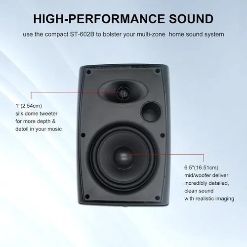 Vista 3 de STUDIOFINIX Altavoces para exteriores de 6.5 pulgadas, 400 W, con cable, impermeables, pasivos con graves potentes, altavoces de montaje en pared