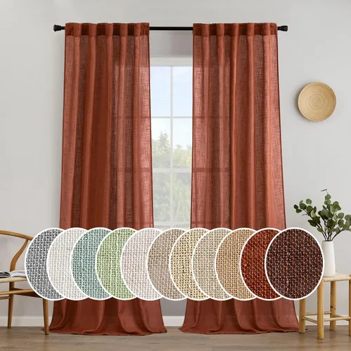 Vista 109 de MIULEE Cortinas de lino verde mar de 84 pulgadas de largo para dormitorio y sala de estar, cortinas de ventana con textura de lino suave y grueso