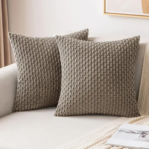 Vista 25 de MIULEE - Juego de 2 fundas decorativas para cojines, de pana suave y con estilo campestre y bohemio a rayas, para decorar hogar, sofá, cama, sala