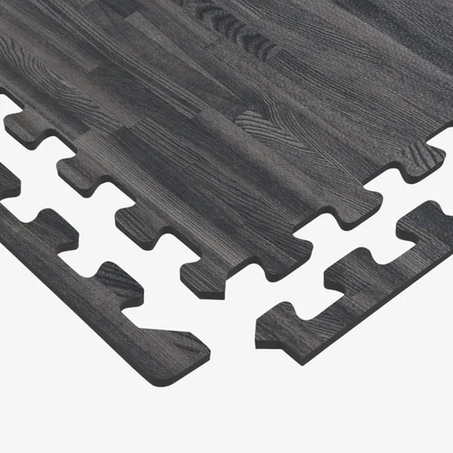Vista 6 de Azulejos de espuma estampada de 3/8 de pulgada de grosor Forest Floor, tapetes de espuma de grano de madera entrelazados de primera calidad, piso