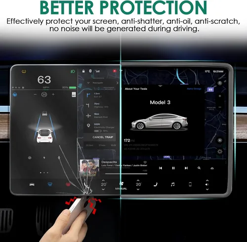 Vista 3 de Marco protector de pantalla compatible con Tesla Model 3 Modelo Y 2024 2023 2022 2021 2020 2019 cubierta protectora de borde de pantalla cubierta