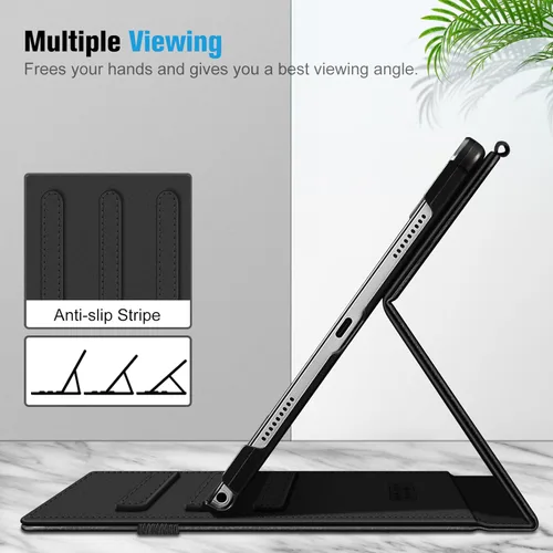 Vista 3 de Fintie Funda para Samsung Galaxy Tab A8 de 10.5 pulgadas modelo 2022 (SM-X200/X205/X207), cubierta trasera con soporte inteligente de visión Negro