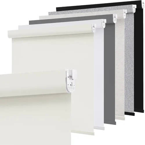 Vista 17 de SUNOFF Persianas Enrollables Opacas Inalámbricas para Ventanas de Parada Libre, Bajar Oscurecimiento de Habitación con Cenefa, Persianas de Tela