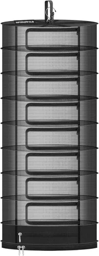 Vista 11 de Rejilla colgante de malla para colgar hierbas, pequeño estante de secado de plantas de 5 capas con cremallera tipo puerta y compartimento