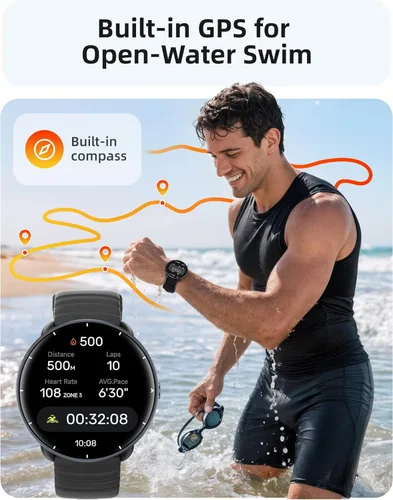 Vista 3 de Parsonver Smart Watch for Swimming, 5ATM Waterproof Watch for Pool & Open Water, AI Swim Analysis, Built-in GPS & Compass, AMOLED Fitness Trackers