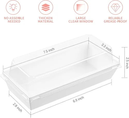 Vista 2 de Ocmoiy Cajas de charcutería con tapas transparentes, paquete de 50 cajas blancas para panadería, cajas de galletas, cajas pequeñas para pasteles