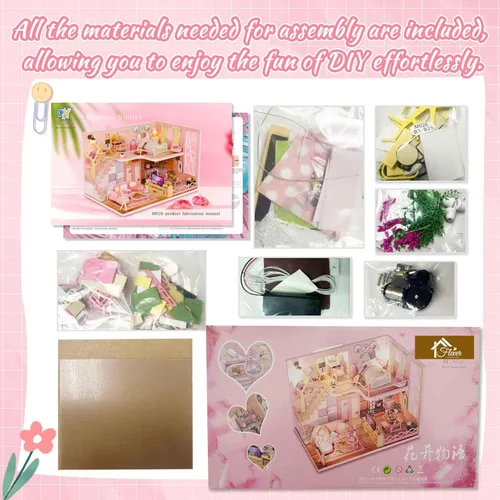 Vista 3 de Flever Casa de Muñecas en Miniatura Kit DIY para Casa Creativa con Muebles para Regalo Romántico de San Valentín (Historias de Flores)