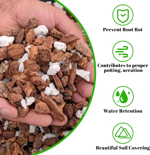 Vista 3 de Legigo Corteza orgánica para macetas de orquídeas de 6 cuartos de galón - Mezcla natural para macetas de corteza de orquídea, astillas de madera