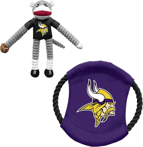 Vista 18 de Littlearth NFL Unisex NFL Sock Monkey and Flying Disc Pet Toy Combo Set
