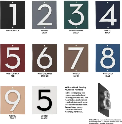 Vista 4 de Montague Metal Products Placa de dirección horizontal de 6 pulgadas flotante con números de casa, aluminio, fácil de instalar, horizontal, 1 dígito