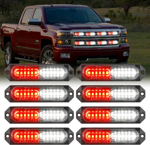 Vista 11 de Nilight - Juego de 8 luces estroboscópicas LED de 12 luces de 12V/24V - Luces de emergencia para montaje en superficie, ultradelgadas, con función