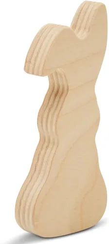 Vista 4 de Recortes de madera de conejo grueso de 4 pulgadas, paquete de 2 recortes de conejo de madera sin terminar para manualidades, decoración de bandeja