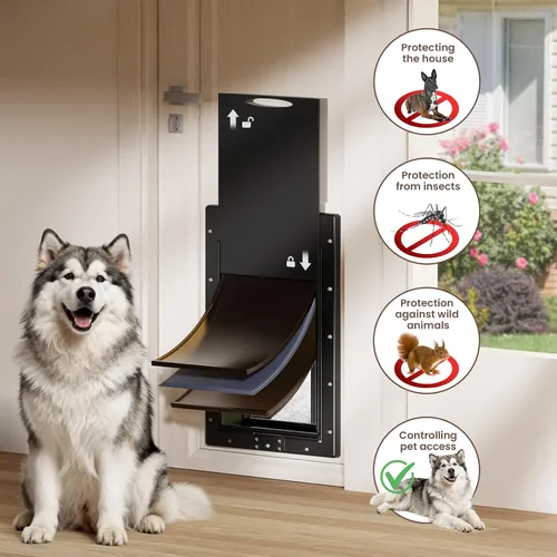 Vista 3 de Puerta de perro XL para puerta, nunca se oxida puerta de plástico extra grande para puertas interiores y exteriores, puerta grande para mascotas