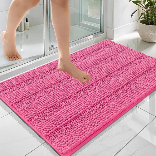 Vista 221 de OLANLY Alfombras de Baño Gruesas de 47 x 20 pulgadas, Extra Suaves Absorbentes de Chenilla a Rayas, Respaldo de Goma, Lavables y Secables a Máquina