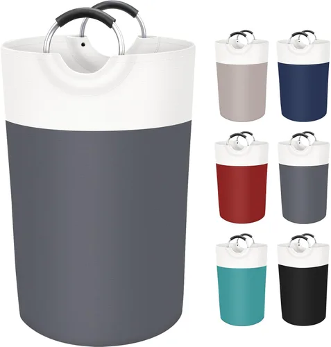 Vista 18 de BlissTotes - Canasta de lavandería de 75 litros, cesta de ropa independiente, cesta de ropa sucia plegable, tela impermeable con asas de aluminio