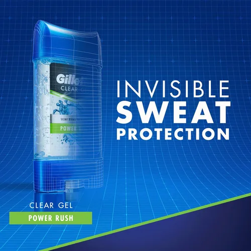 Vista 4 de Gillette Gel transparente antitranspirante/desodorante, Power Rush, barra de 4 onzas (paquete de 6) (el embalaje puede variar)
