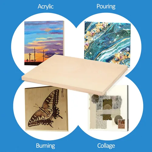 Vista 3 de Falling in Art Kit de paneles de madera de abedul sin terminar, paquete de 2 tablas de cuna de estudio de 3/4 pulgadas de profundidad de 12 x 16