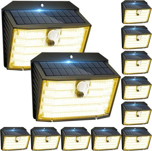 Vista 16 de CLAONER Luces solares para exteriores [126 LED], luces inalámbricas con sensor de movimiento, luces de seguridad impermeables IP65, 3 modos, ángulo